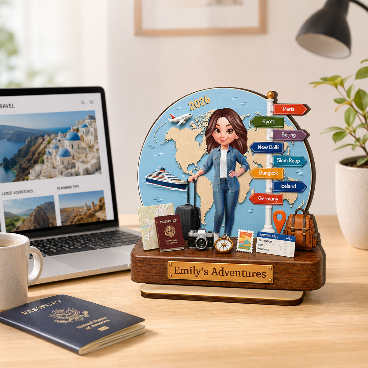 Traveling Destination Travel Adventure - Personalized Wooden Plaque
