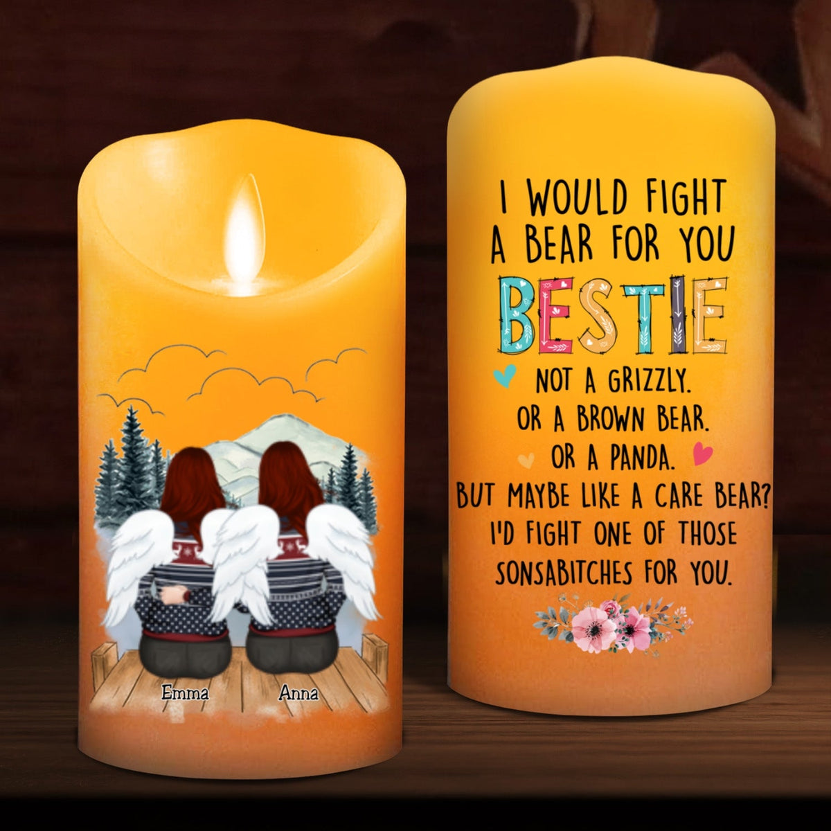 I Would Fight A Bear For You Sister - Personalized LED Candle - Christmas Gift For Sister, Best Friend