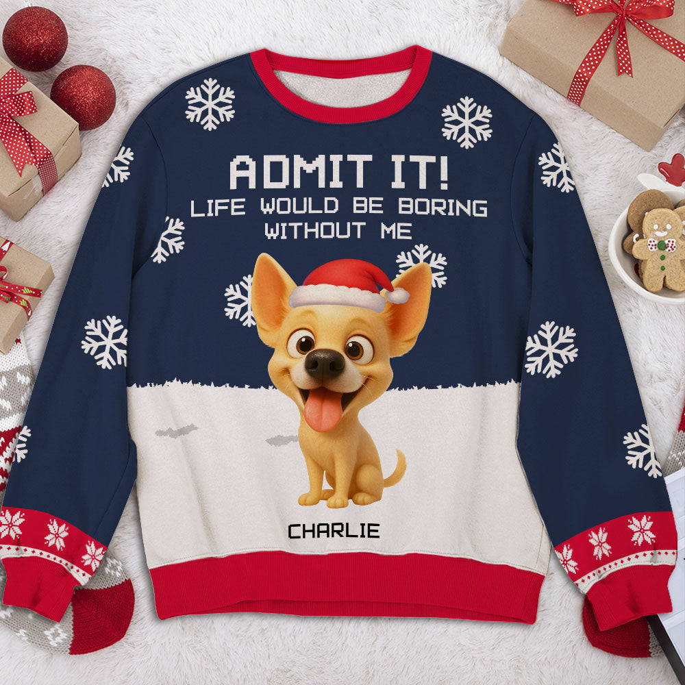 Dog Winter Cartoon - Personalized All-Over-Print Sweatshirt