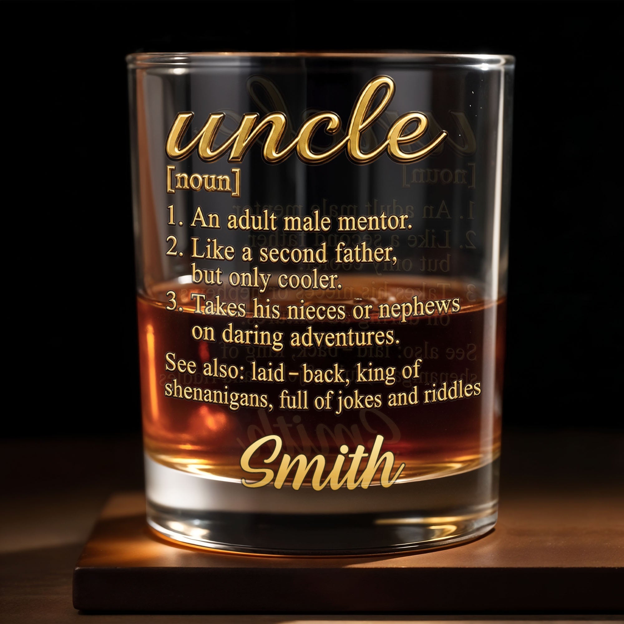 Uncle An Adult Male Mentor Like A Second Father Dictionary Definition Design - Personalized Custom Whiskey Glass - UNC008_RWG
