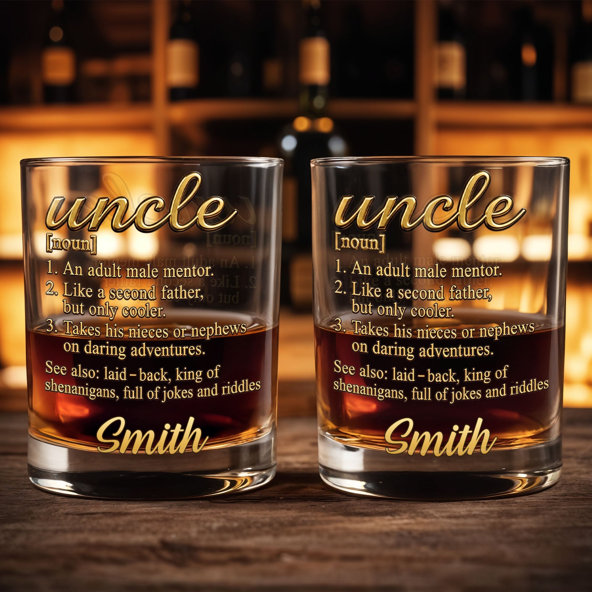 Uncle An Adult Male Mentor Like A Second Father Dictionary Definition Design - Personalized Custom Whiskey Glass - UNC008_RWG