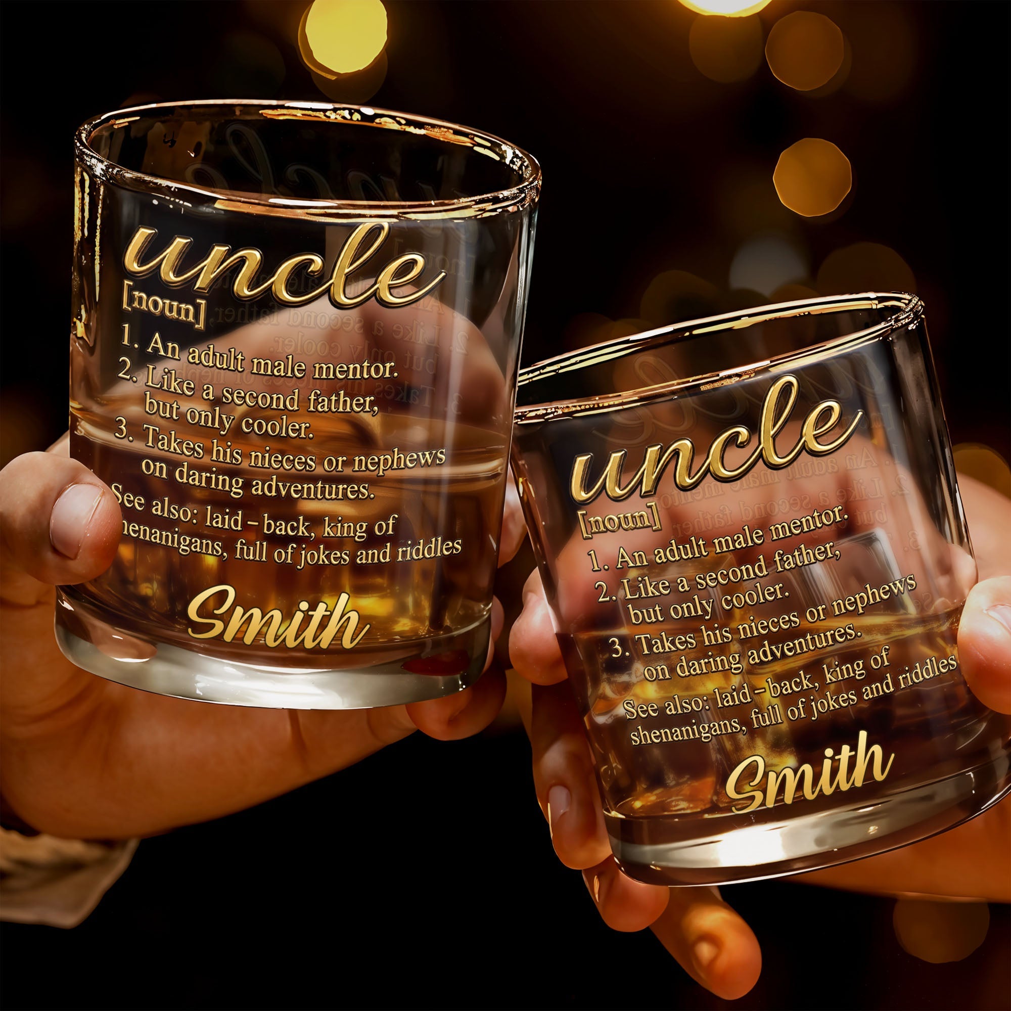 Uncle An Adult Male Mentor Like A Second Father Dictionary Definition Design - Personalized Custom Whiskey Glass - UNC008_RWG