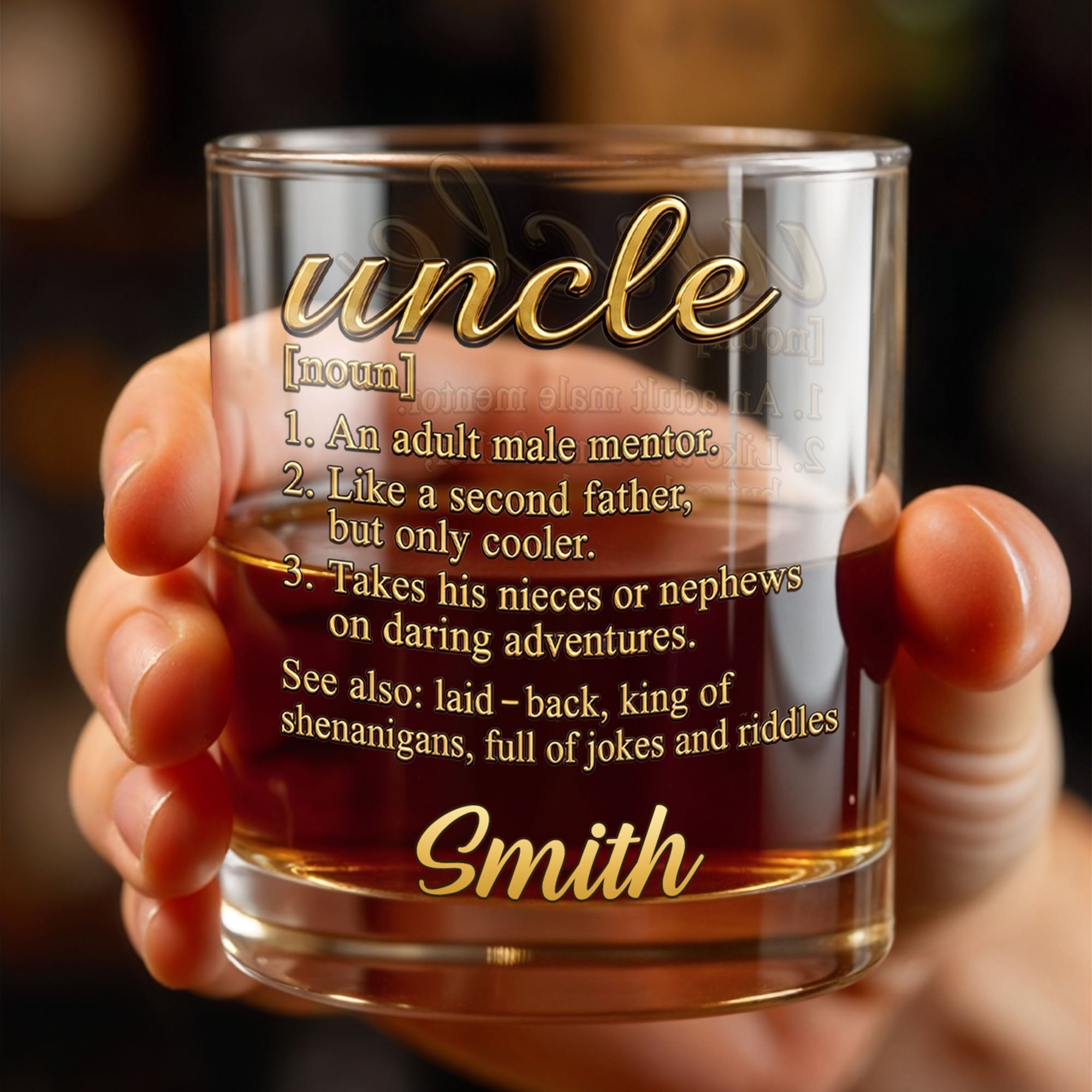 Uncle An Adult Male Mentor Like A Second Father Dictionary Definition Design - Personalized Custom Whiskey Glass - UNC008_RWG