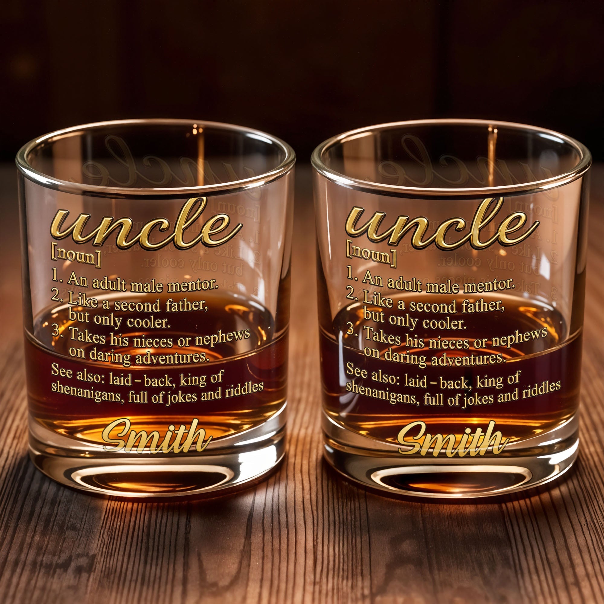 Uncle An Adult Male Mentor Like A Second Father Dictionary Definition Design - Personalized Custom Whiskey Glass - UNC008_RWG
