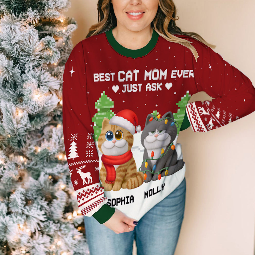 Best Chunky Cat Mom Dad - Personalized All-Over-Print Sweatshirt - Christmas Gift For Mom, Dad