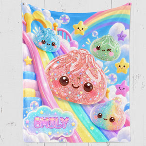 Dumpling Squishy World Personalized Fleece Blanket
