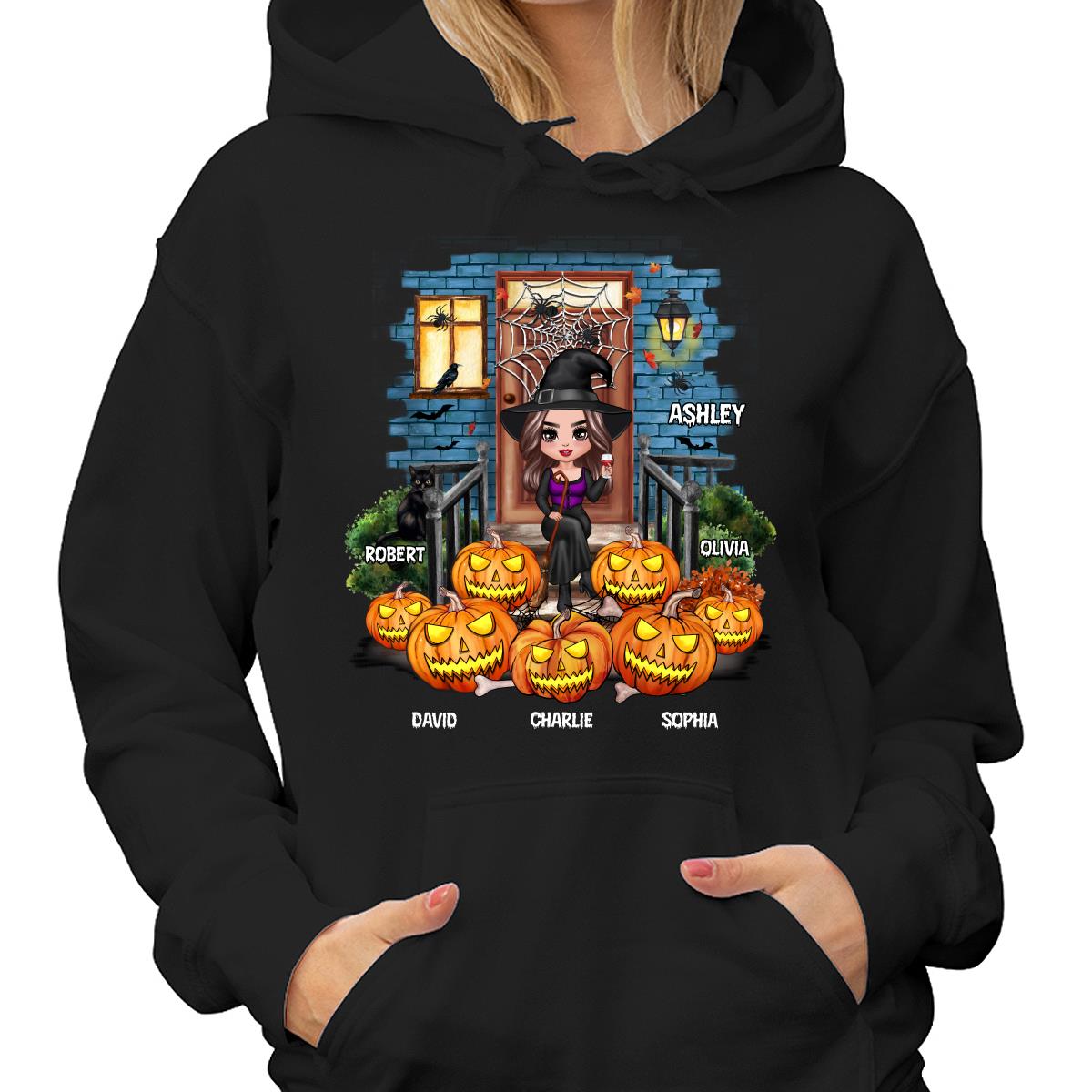 Halloween Pumpkins Front Porch Personalized Shirt