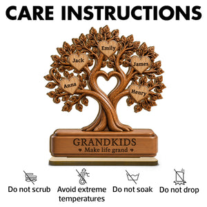 Grandkids Make Life Grand - Personalized 2-Layered Wooden Plaque