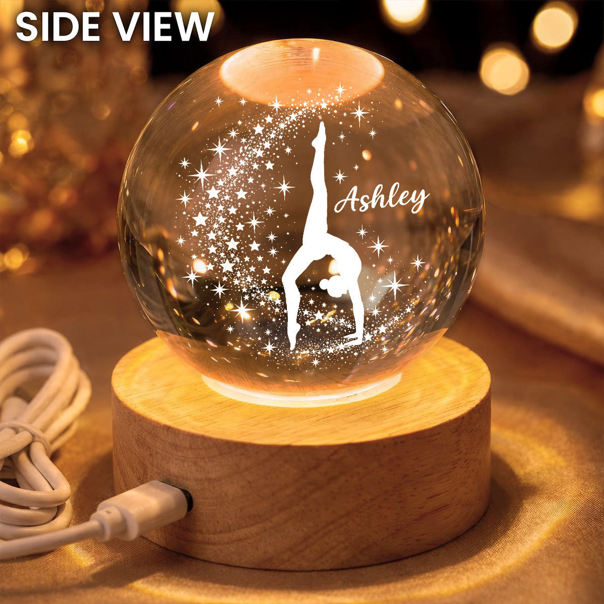 Beautiful Gymnastic Girl Custom Name - Personalized Crystal Ball LED Night Light