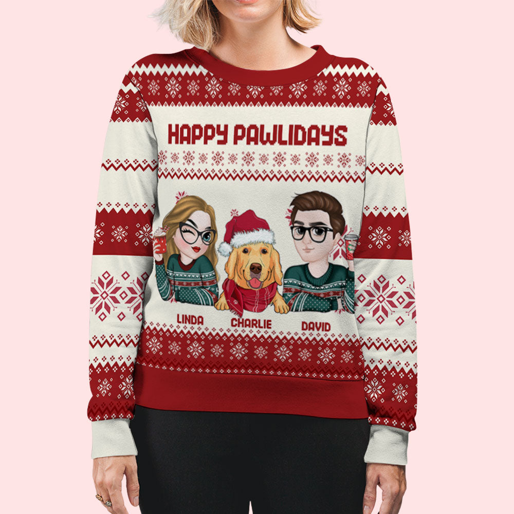 Happy Pawlidays Couple - Personalized All-Over-Print Sweatshirt