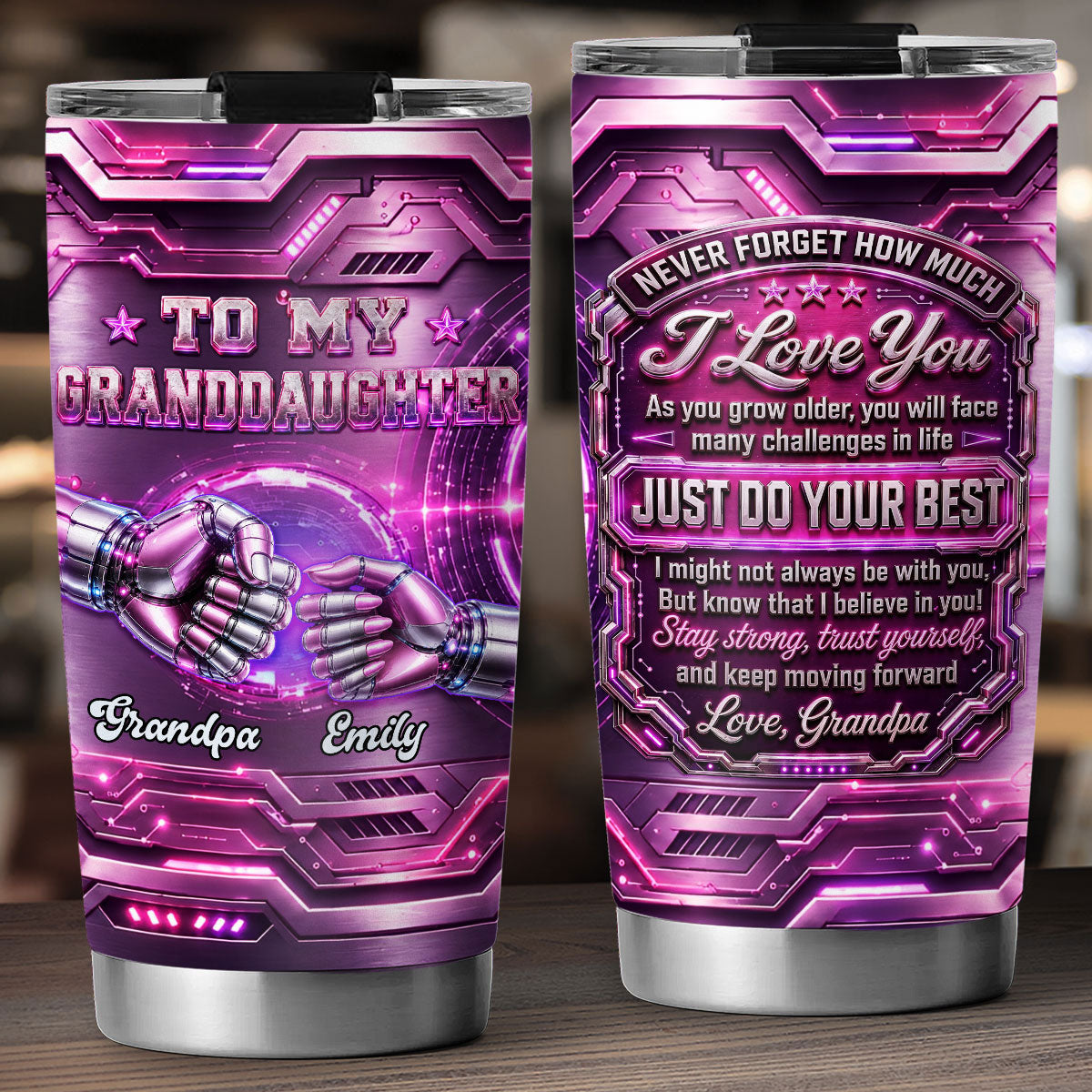 Granddaughter Motivational - Personalized 3D Effect Tumbler - Christmas Gift For Daughter, Granddaughter