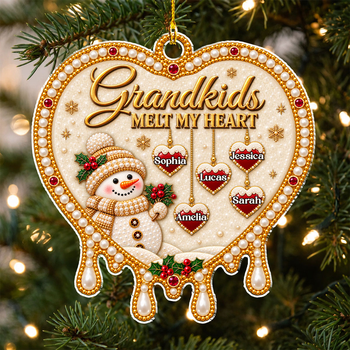 Grandkids Warm My Heart personalized acrylic ornament