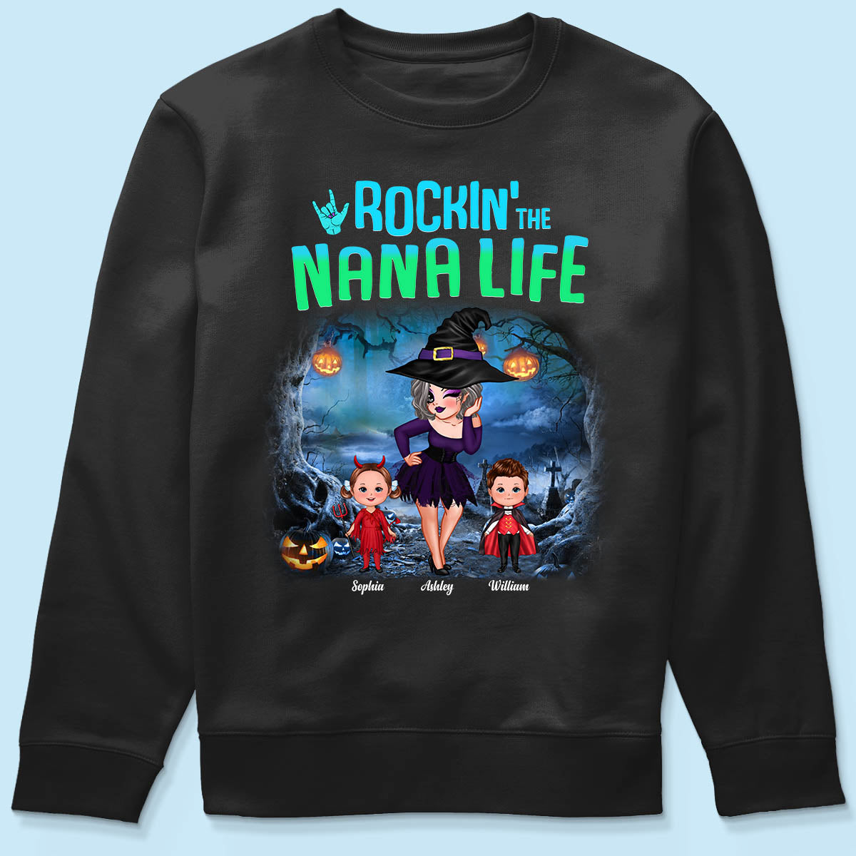 Night Halloween Rockin' Grandma Personalized Shirt