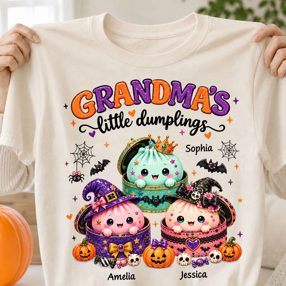 Grandma's Little Dumplings - Personalized Fall Halloween Shirt