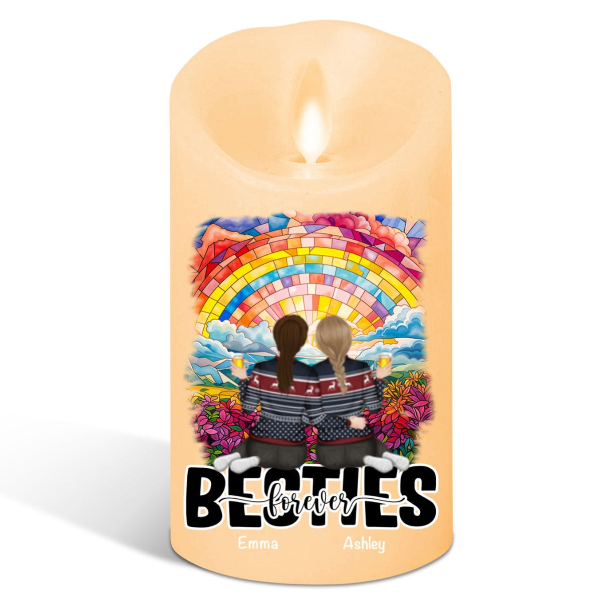 Besties Sitting Together - Personalized LED Candle