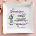 To My Granddaughter On Your Wedding Day, Flowers And Butterflies - Personalized Custom Jewelry Dish, Square Ceramic Dish - WEDD003_SCRD