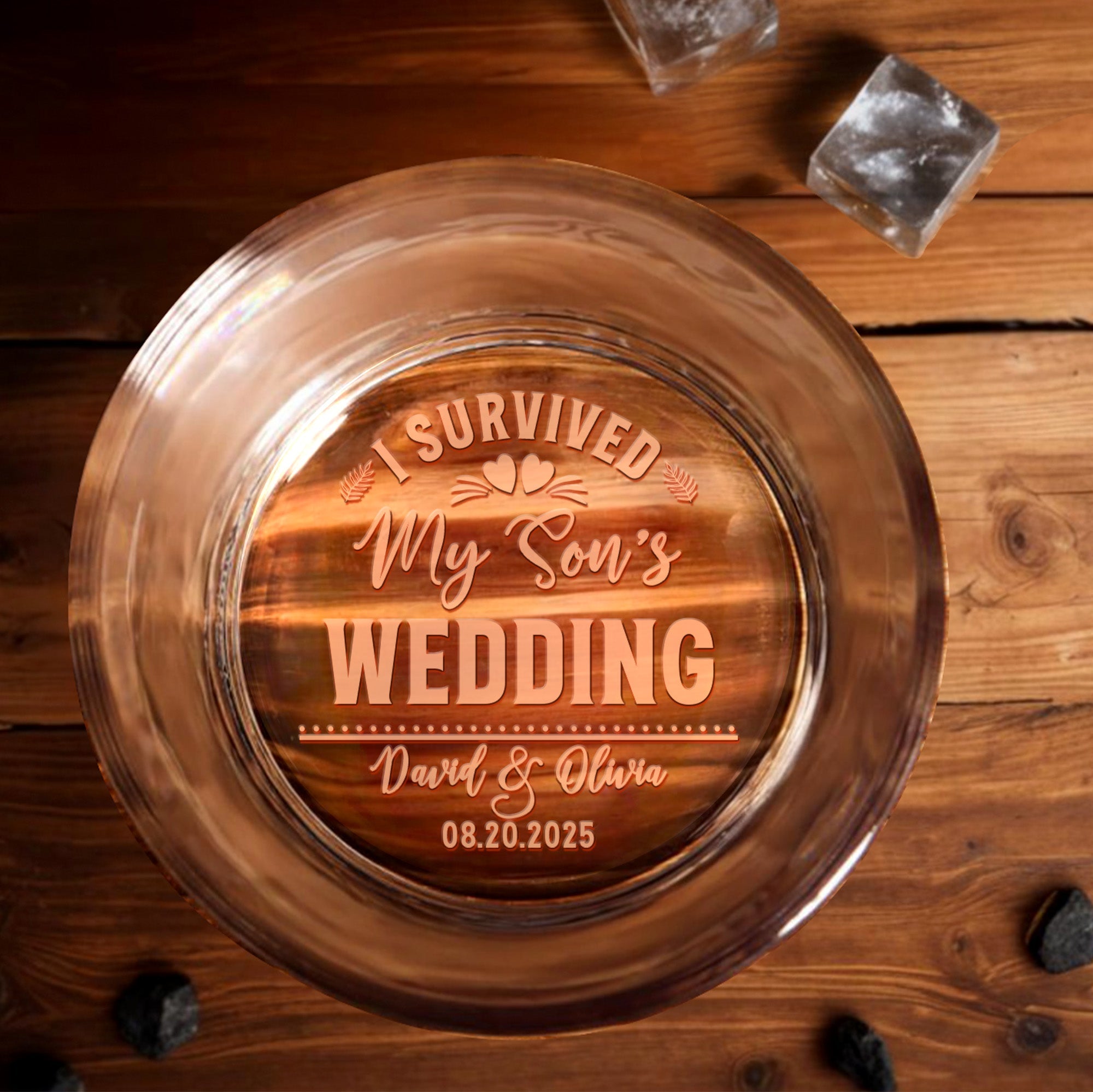 I Survived My Son's Wedding Glass - Personalized Engraved Whiskey Glass - WEDD004_EWG