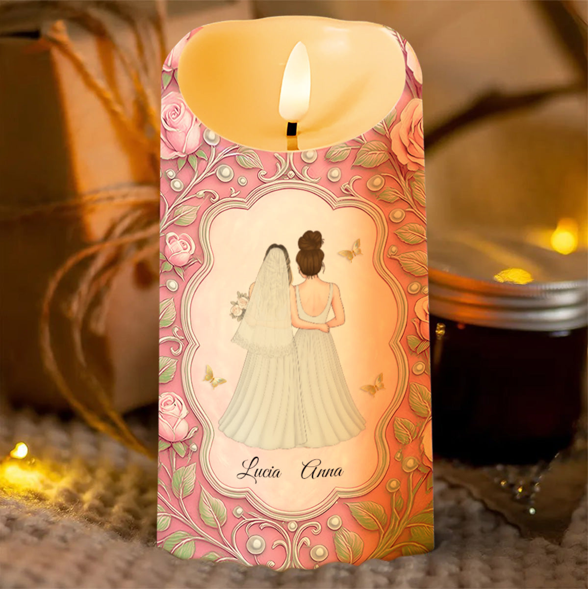 To My Maid Of Honor, Today My Bridesmaid, Brides And Flowers - Personalized Custom LED Candle - WEDD005_LECA