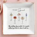 To My Squad My Wedding Day Birth Month Flowers - Personalized Custom Jewelry Dish, Square Ceramic Dish - WEDD019_SCRD