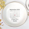 Married Custom Calendar Heart - Personalized Custom Jewelry Dish, Ceramic Dish, Round Shape - WEDD023_RCRF