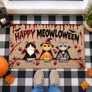 Halloween Horror Theme Beware Of Little Meownsters Cats - Personalized Doormat - Halloween Decor For Cat Lovers