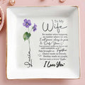 Forever Yours Romantic Quote With Flowers Gift For Wife - Personalized Custom Jewelry Dish - WIF003_SCRD