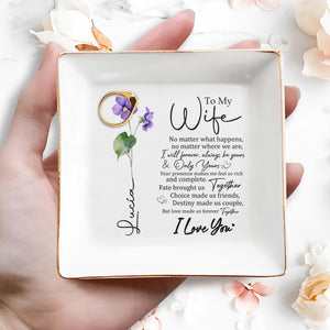 Forever Yours Romantic Quote With Flowers Gift For Wife - Personalized Custom Jewelry Dish - WIF003_SCRD
