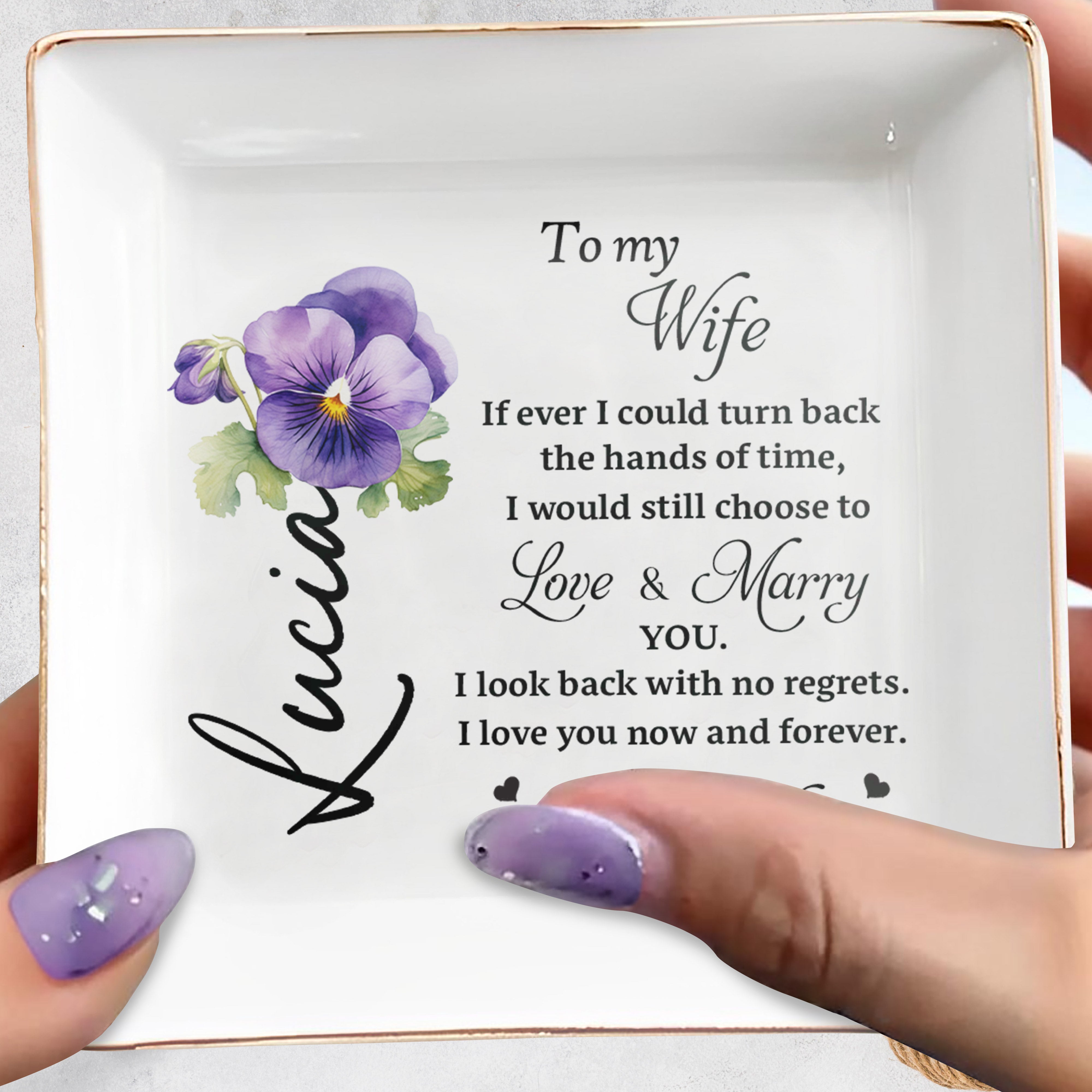 Simple Reminder To Care For Your Beloved Jewelry - Personalized Custom Jewelry Dish - WIF011_SCRD