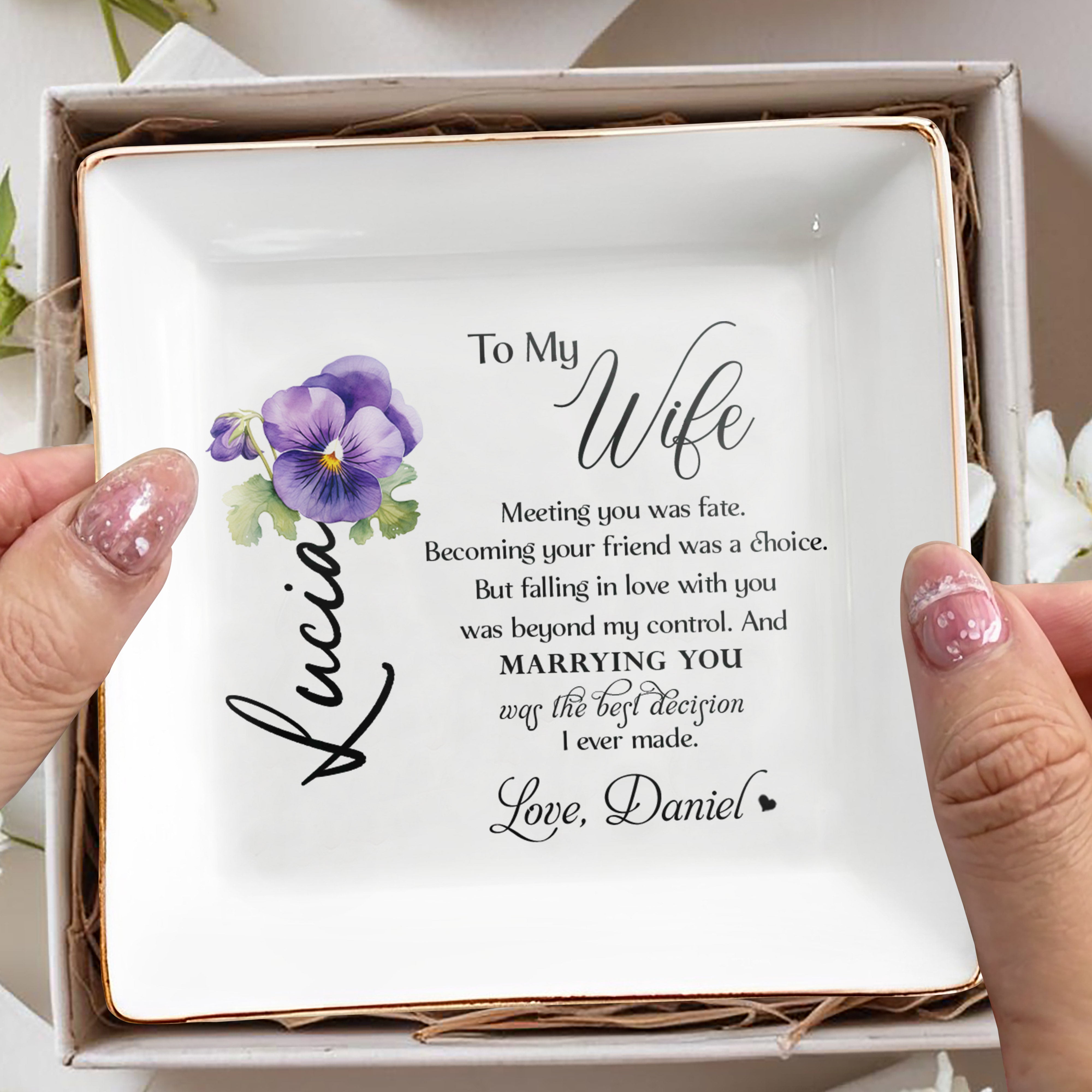 Marrying You Best Decision I Ever Made With Heart and Flower - Personalized Custom Jewelry Dish - WIF012_SCRD