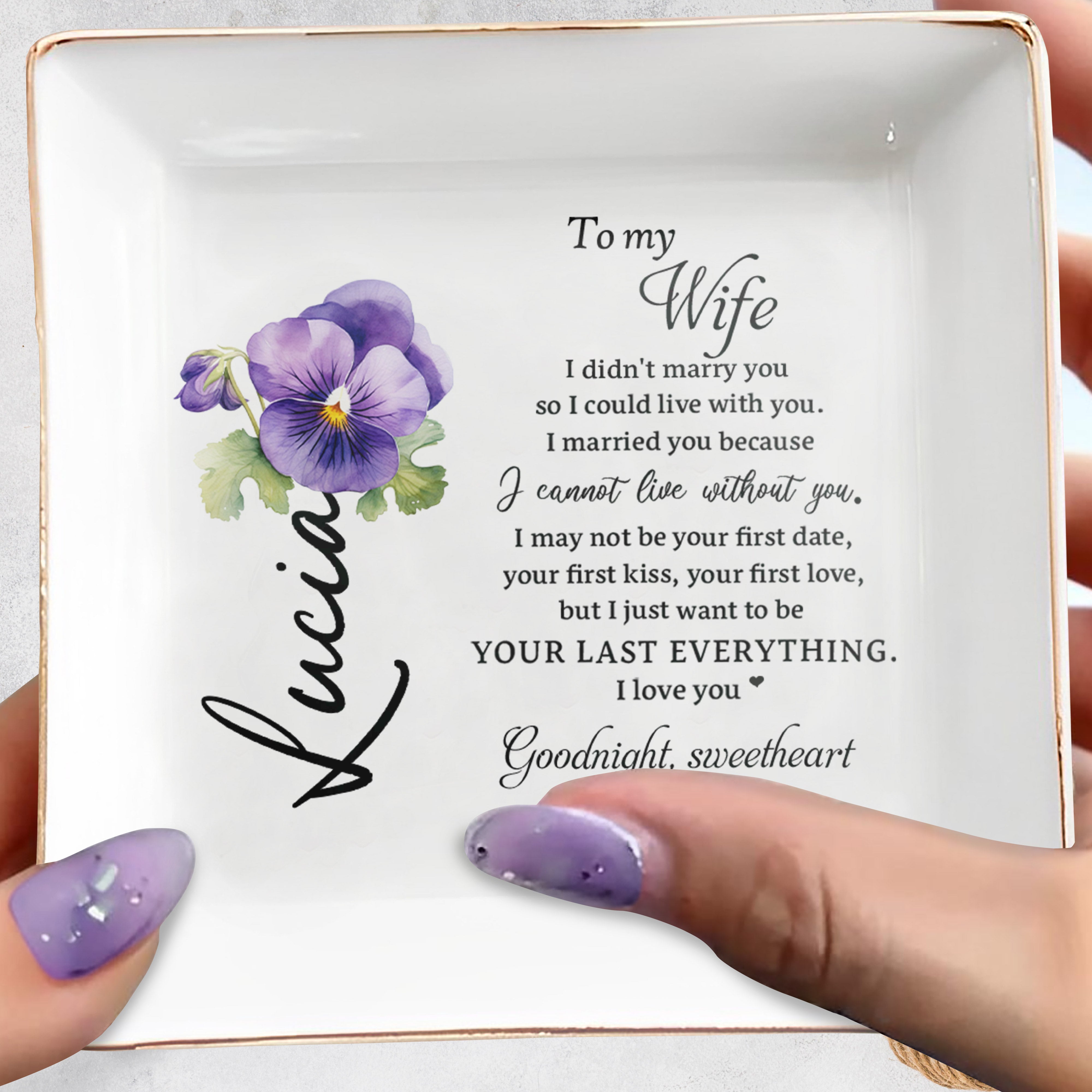 Cherish Every Moment Plain White Jewelry Dish - Personalized Custom Jewelry Dish - WIF015_SCRD