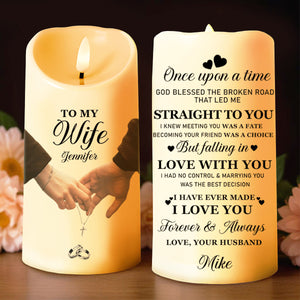 Once Upon A Time Straight To You, Hands Holding Wedding Rings - Personalized Custom LED Candle - WIF018_LECA