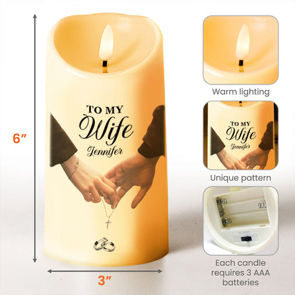 Once Upon A Time Straight To You, Hands Holding Wedding Rings - Personalized Custom LED Candle - WIF018_LECA
