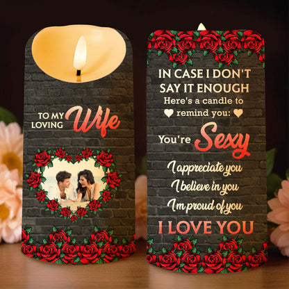 Loving Reminder Candle With Roses and Heart Design - Personalized Custom LED Candle - WIF019_LECA