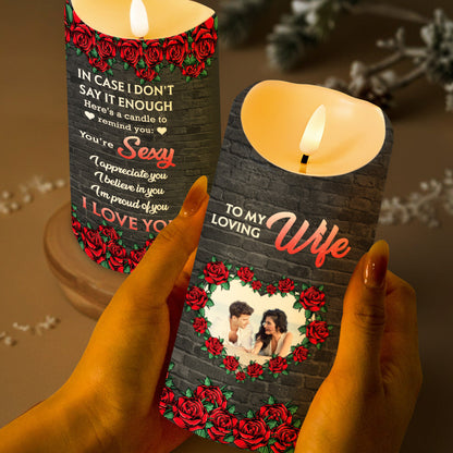 Loving Reminder Candle With Roses and Heart Design - Personalized Custom LED Candle - WIF019_LECA
