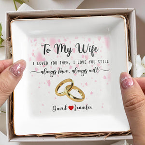 Wedding Anniversary Gift Featuring Wedding Rings And Hearts - Personalized Custom Jewelry Dish - WIF021_SCRD