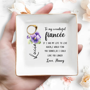 Love You Longer Pansy Flower Romantic Quote - Personalized Custom Jewelry Dish - WIF022_SCRD