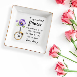 Love You Longer Pansy Flower Romantic Quote - Personalized Custom Jewelry Dish - WIF022_SCRD