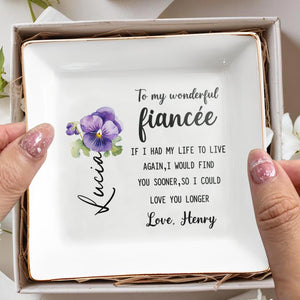 Love You Longer Pansy Flower Romantic Quote - Personalized Custom Jewelry Dish - WIF022_SCRD