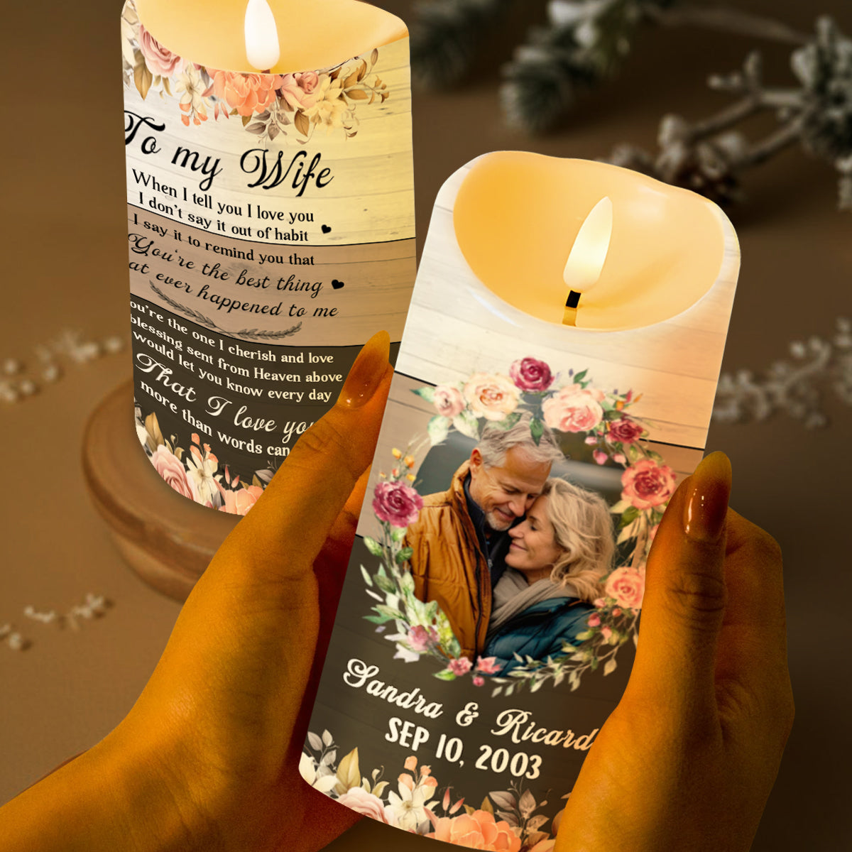 To My Wife You're the Best Thing That Ever Happened To Me - Personalized Custom LED Candle - WIF023_LECA