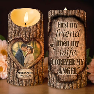 First My Friend Then My Wife Forever My Angel Heart Design - Personalized Custom LED Candle - WIF028_LECA