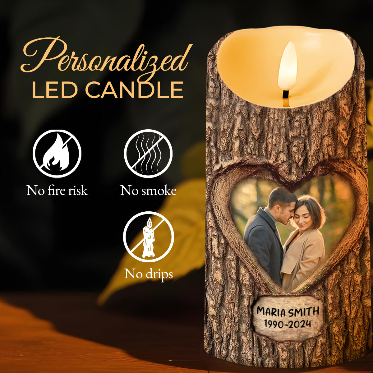 First My Friend Then My Wife Forever My Angel Heart Design - Personalized Custom LED Candle - WIF028_LECA
