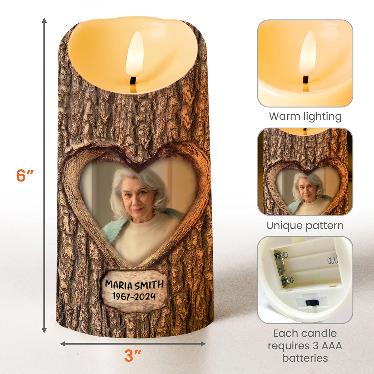 Forever My Wife, Forever My Love Heart-Shaped Photo Frame - Personalized Custom LED Candle - WIF029_LECA