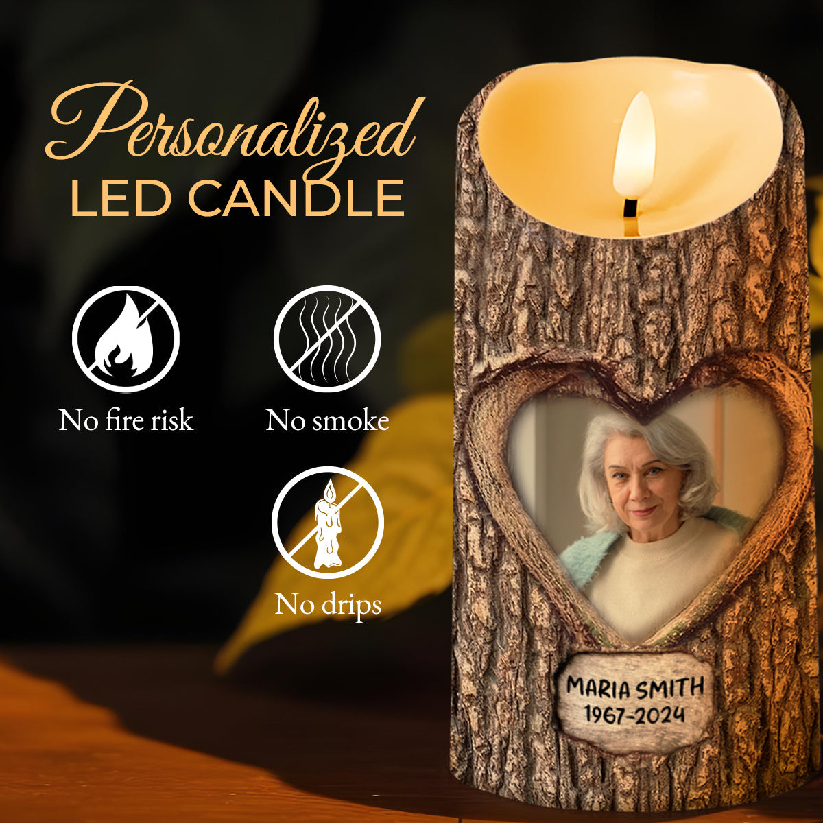 Forever My Wife, Forever My Love Heart-Shaped Photo Frame - Personalized Custom LED Candle - WIF029_LECA