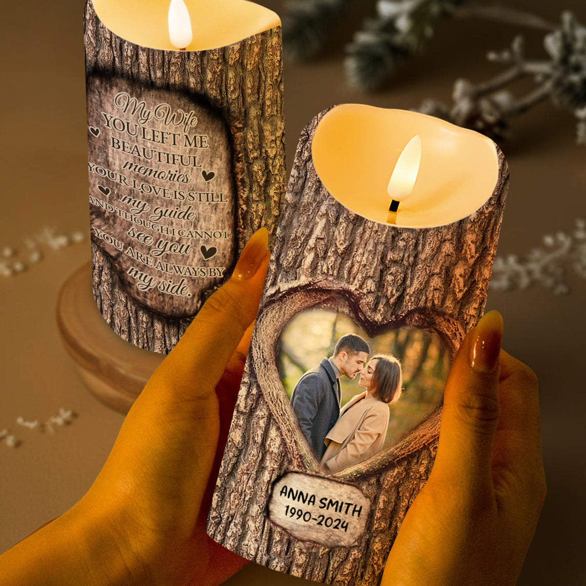 Your Love Is Still My Guide Beautiful Memories Framed Heart - Personalized Custom LED Candle - WIF030_LECA