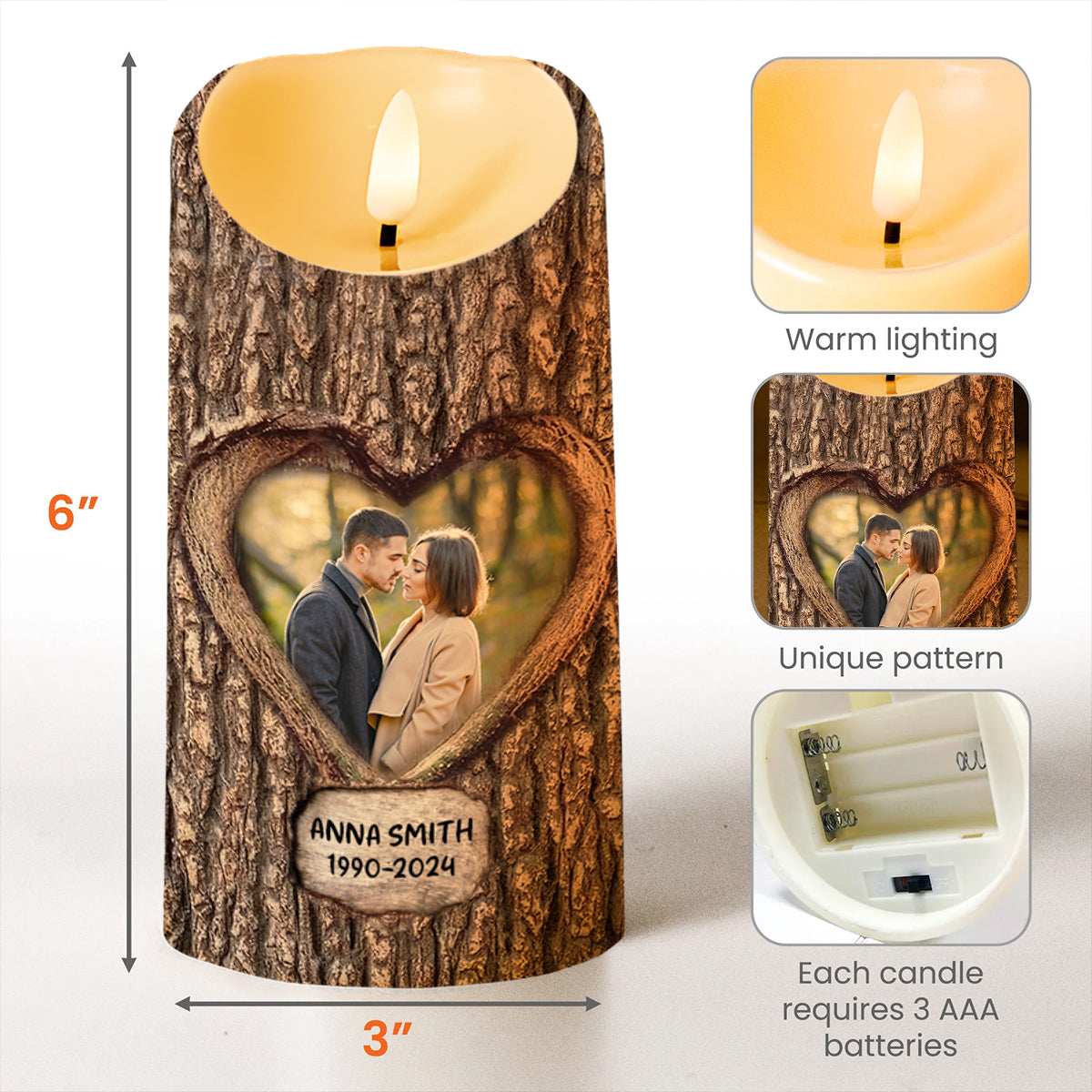 Your Love Is Still My Guide Beautiful Memories Framed Heart - Personalized Custom LED Candle - WIF030_LECA