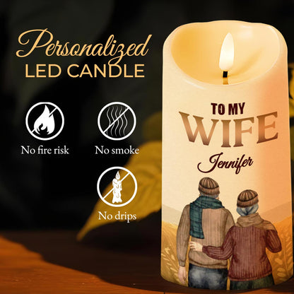 Queen Forever Love Message, Romantic Couple Over Field Design - Personalized Custom LED Candle - WIF033_LECA