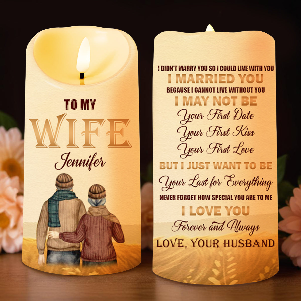 Love Message For Wife, Eternal Candle Gift - Personalized Custom LED Candle - WIF041_LECA