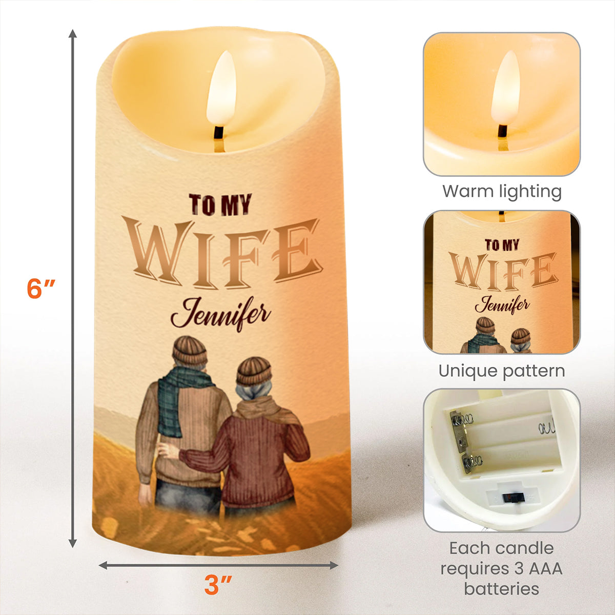 Love Message For Wife, Eternal Candle Gift - Personalized Custom LED Candle - WIF041_LECA