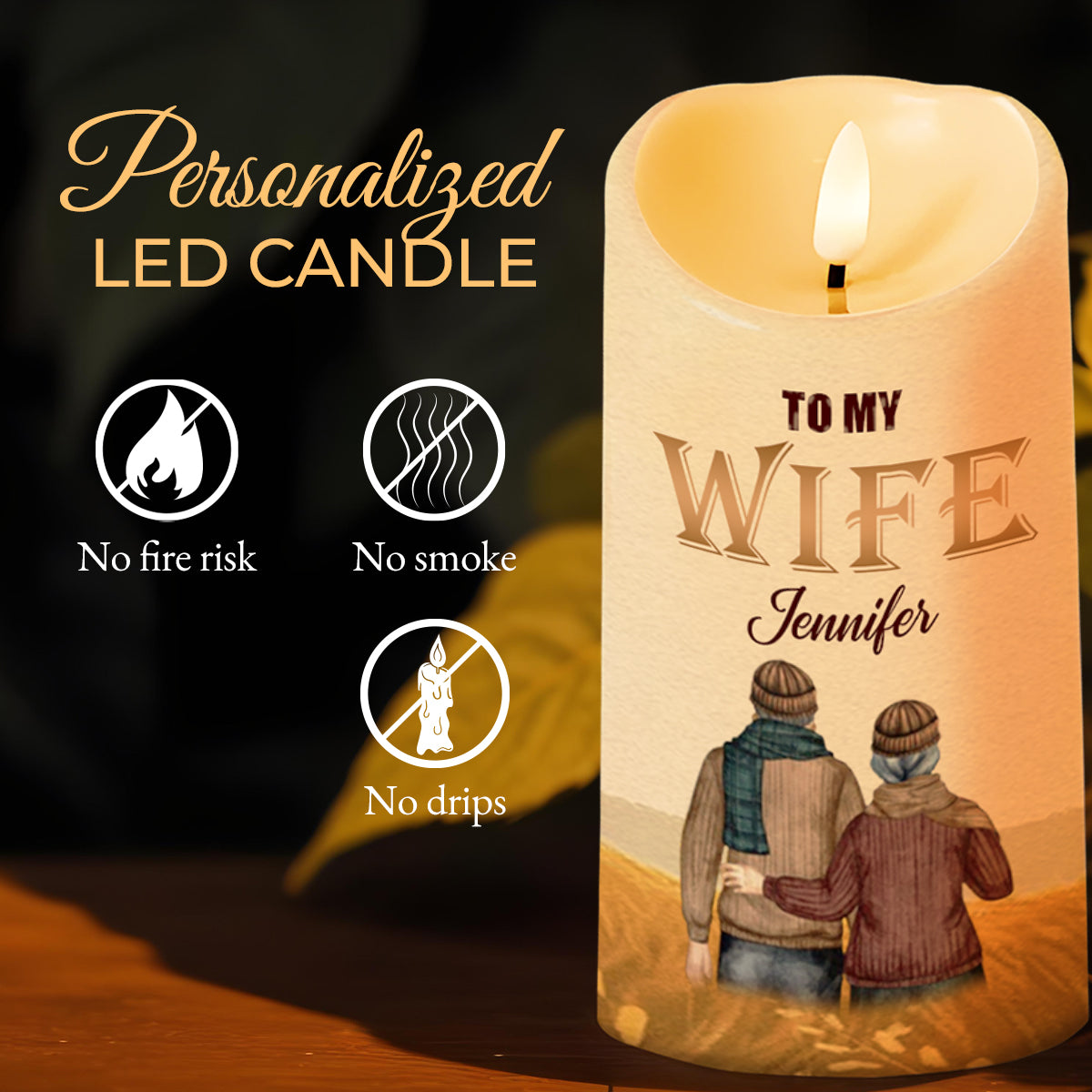 Love Message For Wife, Eternal Candle Gift - Personalized Custom LED Candle - WIF041_LECA