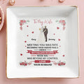 To My Wife, Flowers And Hearts, Love Beyond Control - Personalized Custom Jewelry Dish, Square Ceramic Dish - WIF055_SCRD